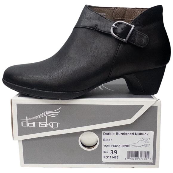 Dansko Darbie Women's Low Heel Ankle Boots Black Leather  size 8.5 9 EU 39 - Picture 1 of 7